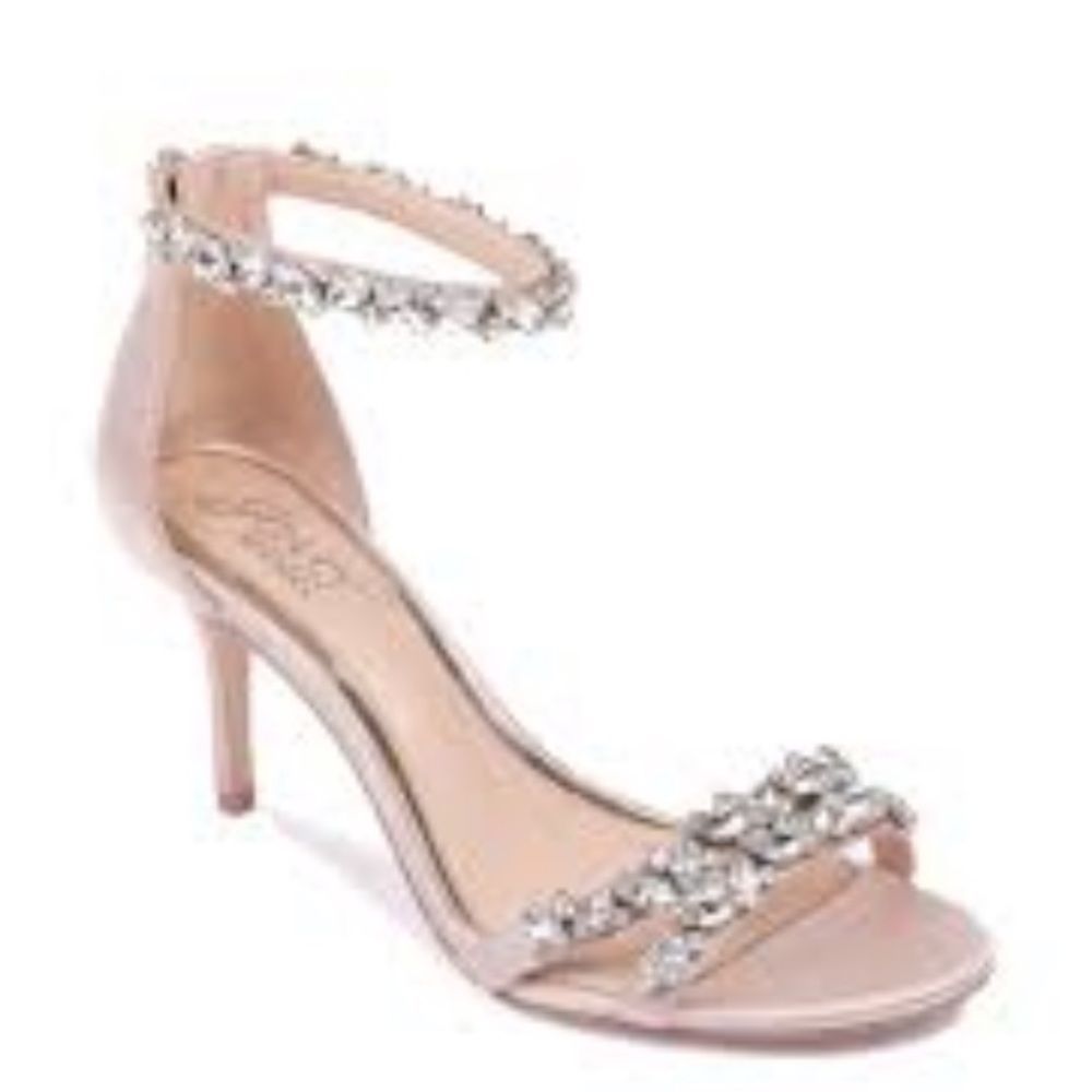 Badgley Mischka Caroline Crystal Embellished Ankle Strap Evening Sandals 9